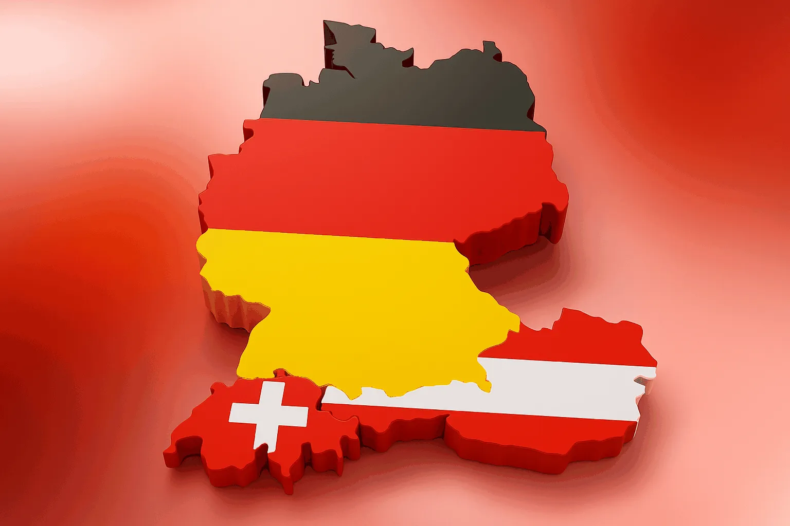 Länderkarte DACH-Region 3D-Karte DACH