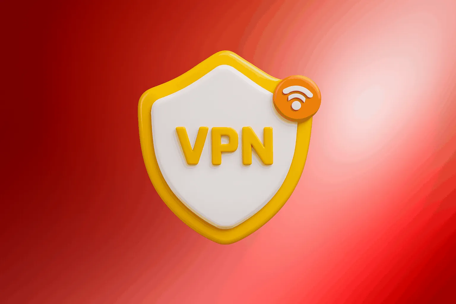 VPN-Schutzschild Icon Gelbes VPN-Schild mit WLAN-Symbol